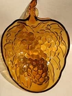 Vintage Indiana Glass Bowl Amber Brown Embossed Grapes Fruit Dish Centerpiece