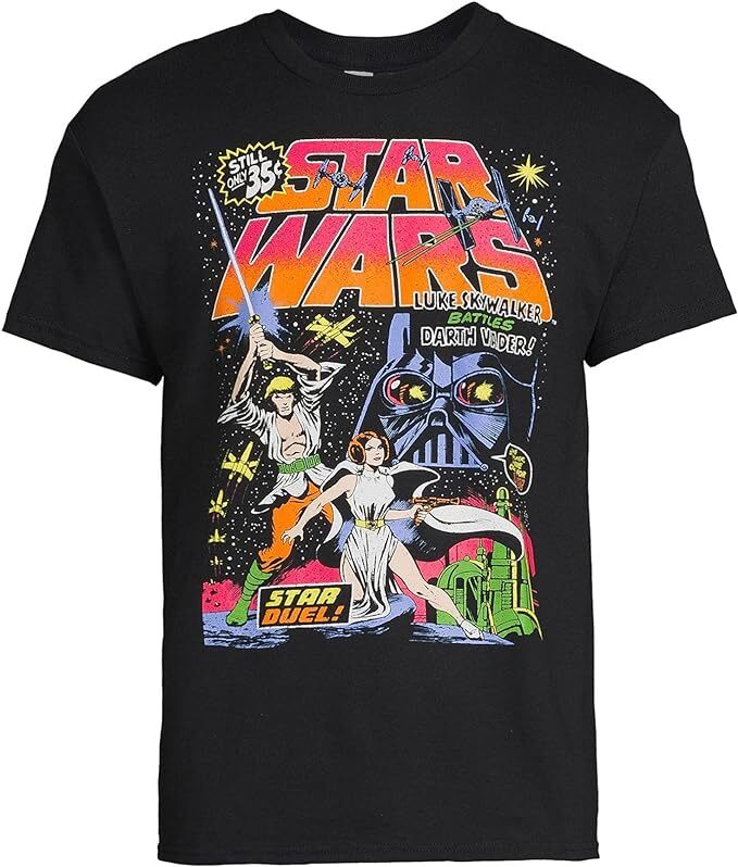Star Wars Movie Star Duel Luke and Leia Comic Book Cover Graphic Tee Shirt New