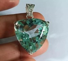 65 Ct Natural Aquamarine Natural Topaz 925 Solid Silver Pendant Loose Gemstone
