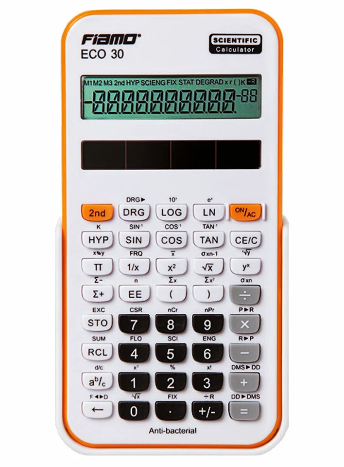 Fiamo ECO 30 OR Taschenrechner 100% Solar 10+2 Stellen or/w Schule, Uni, Beruf
