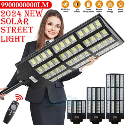 1500W 9900000LM Solar Street LED Light Secure Flood Lamp Motion Sensor Road Lamp