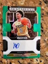 2022 Prizm Draft Picks Michael Devoe #SS-MDE Sensational Signatures Green Auto