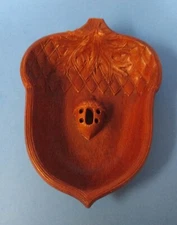 vtg acorn shaped nut bowl w/ utensils faux wood plastic Multi Prod Inc. USA rj