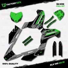 Gray & Green Slick Racing Graphics Kit fits 08-18 Kawasaki KLX140 KLX 140 Decal