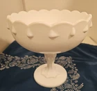 Vintage Indiana GlassWhite Large Milk Glass Tear Drop Pedestal Bowl Dish