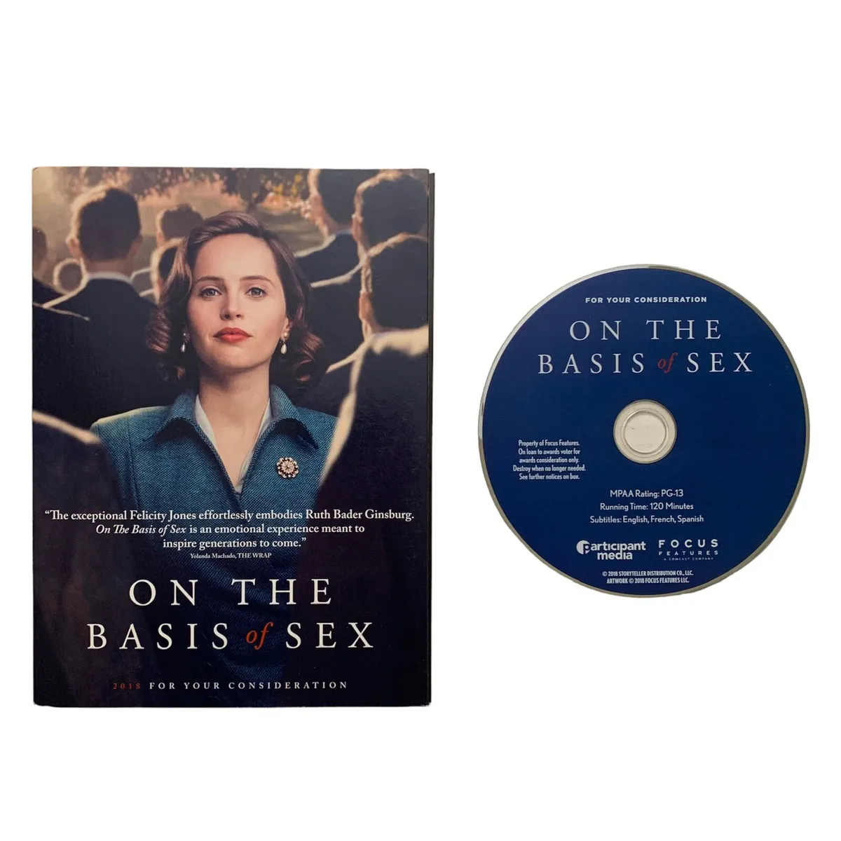 Gladys binde ornament On the Basis of Sex (DVD, 2018) Felicity Jones FYC Screeener | eBay