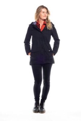 WOMEN'S FLANNEL LINED ANORAK LONG JACKET PREMIUM QUALITY - BLACK