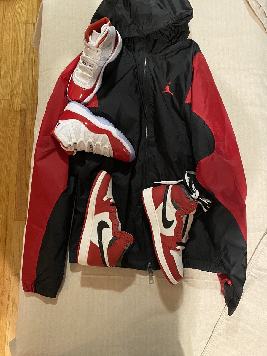 L　新品　JORDAN BRAND WOVEN JACKET NIKE NEW Nike Air Jordan Essential Woven Jacket Black Red Mens