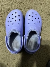 Purple Furry Kids Crocs Size 3