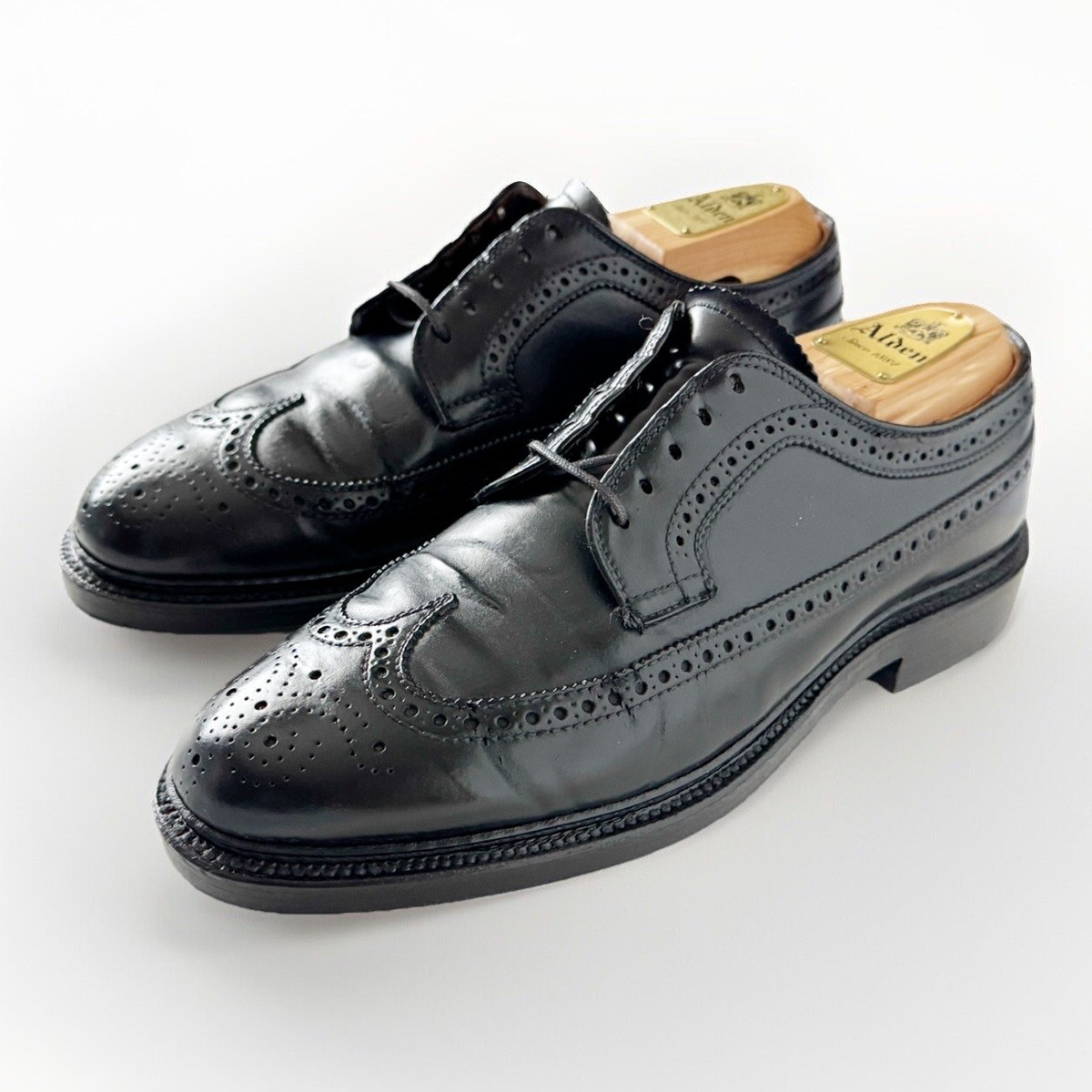 Alden Men's 975 Long Wing Blucher Black Horween Shell Cordovan 7.5