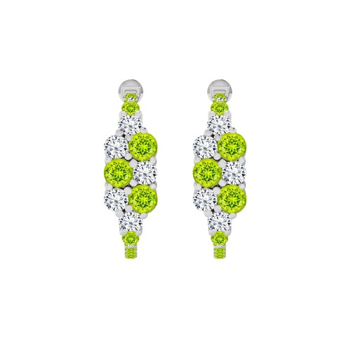 Peridot & Diamond 925 Sterling Silver August Birthstone Half Hoop Earring #1013
