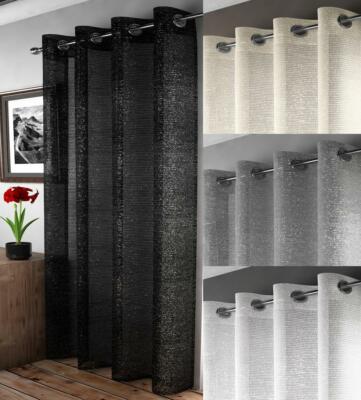 1 x GLITZER ADELE GLAMOUR GLITZER MODERN VOILE ÖSEN VORHANG PANEELE 4 TROPFENGRÖßE