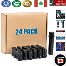24 Pcs M14x1.5 Black Lug Nuts with 6 Spline Tuner for Secure Wheel Installation