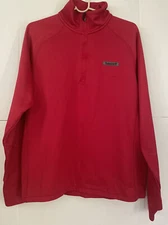 TIMBERLAND mens 1/4 zip pull over Red Sweater Medium