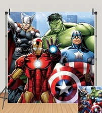 Avengers Backdrops Superhero Boys Kids Birthday Party Background Supercity. D7