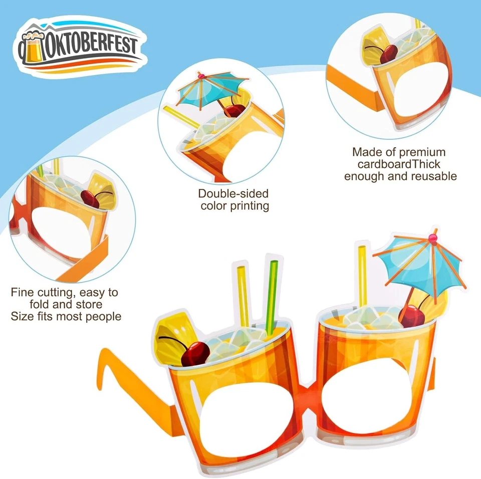 Paquete de 32 vasos de papel Luau - accesorios tropicales para fotomatón de piscina y playa Foto 4 de 4