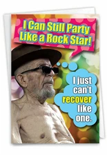 1 Funny Birthday Greeting Card -Bday Party Like A Rock Star-Envelope,US-Made