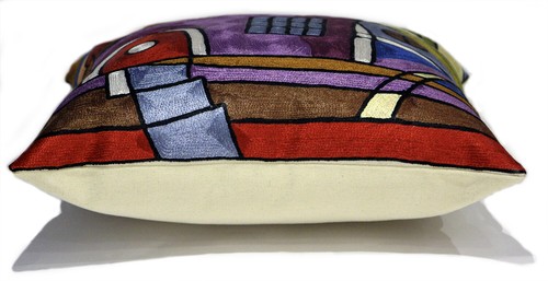 Abstract Picasso Style Modern Art Decorative Silk Throw Pillow 18" Cushion Cover - Picture 23 of 31