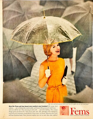 Fems Kimberly-Clark Feminine Napkins Moisture-Proof Shield Vtg Magazine Print Ad