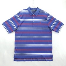 Polo Golf Ralph Lauren Polo Shirt Mens Large Blue White Striped Short Sleeve
