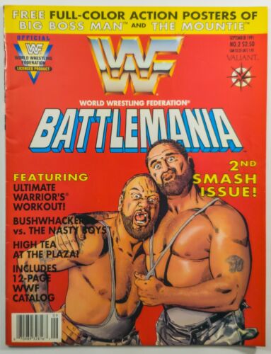 WWF BATTLEMANIA VALIANT COMIC MAGAZINE September, 1991 VG The Bushwhackers Cover
