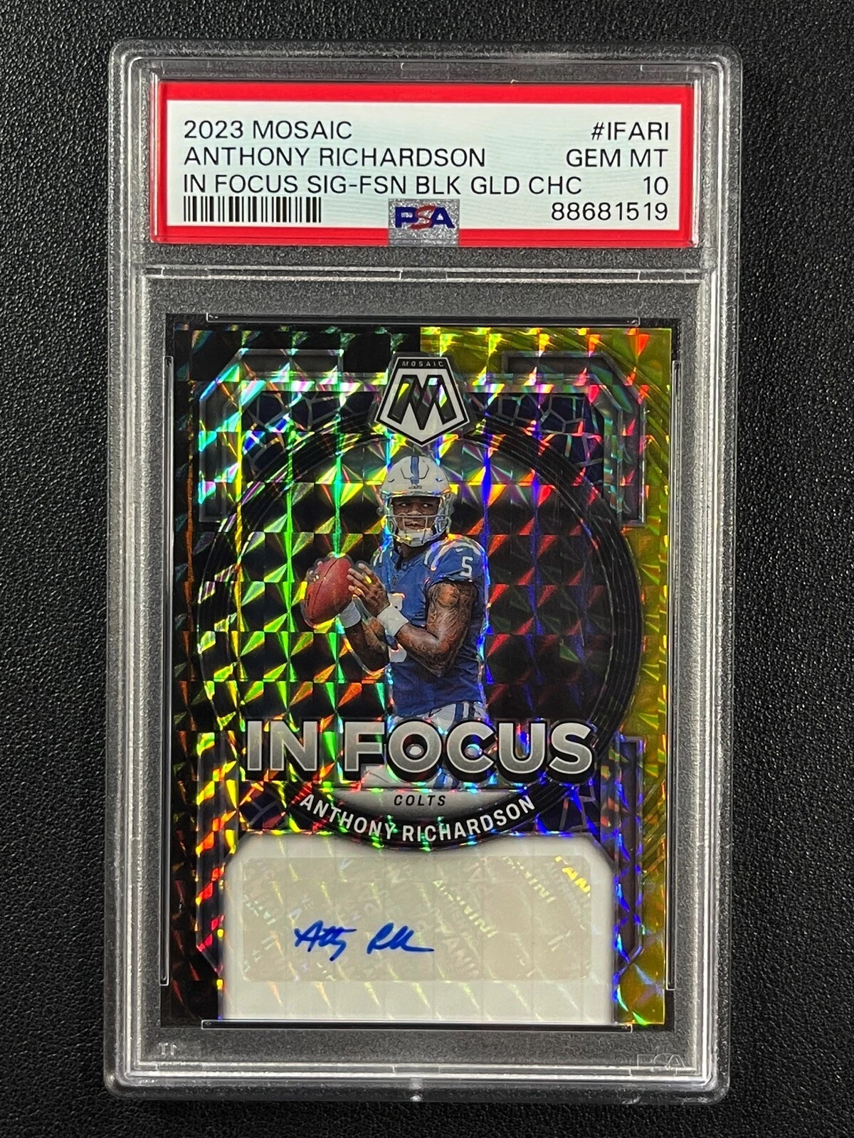 Anthony Richardson Panini Mosaic in Focus Signature #IFARI Fusion Black Gold Choice
