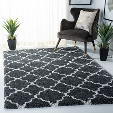 Safavieh Power Loomed Hudson Shag Dark Grey / Ivory Area Rugs - SGH282G