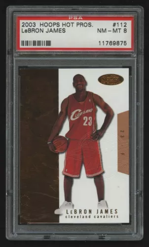 2003-04 Fleer Hoops Hot Prospects LeBron James #112 Rookie RC #D /1000 PSA 8