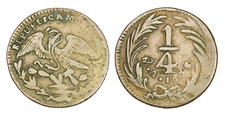 F290, Mexico, Federal Coinage, 1/4 Real 1836  Quarto/Quartilla  Mexican Mint