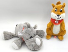Sparkasse Eichhörnchen braun Nashorn grau Plüsch Stofftier Kuscheltier ca. 20 cm