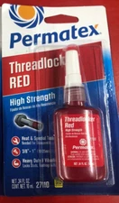 PERMATEX 27110 THREADLOCKER RED HIGH STRENGTH 10 mL .34 fl.oz. FOR 3/8"-1" BOLTS