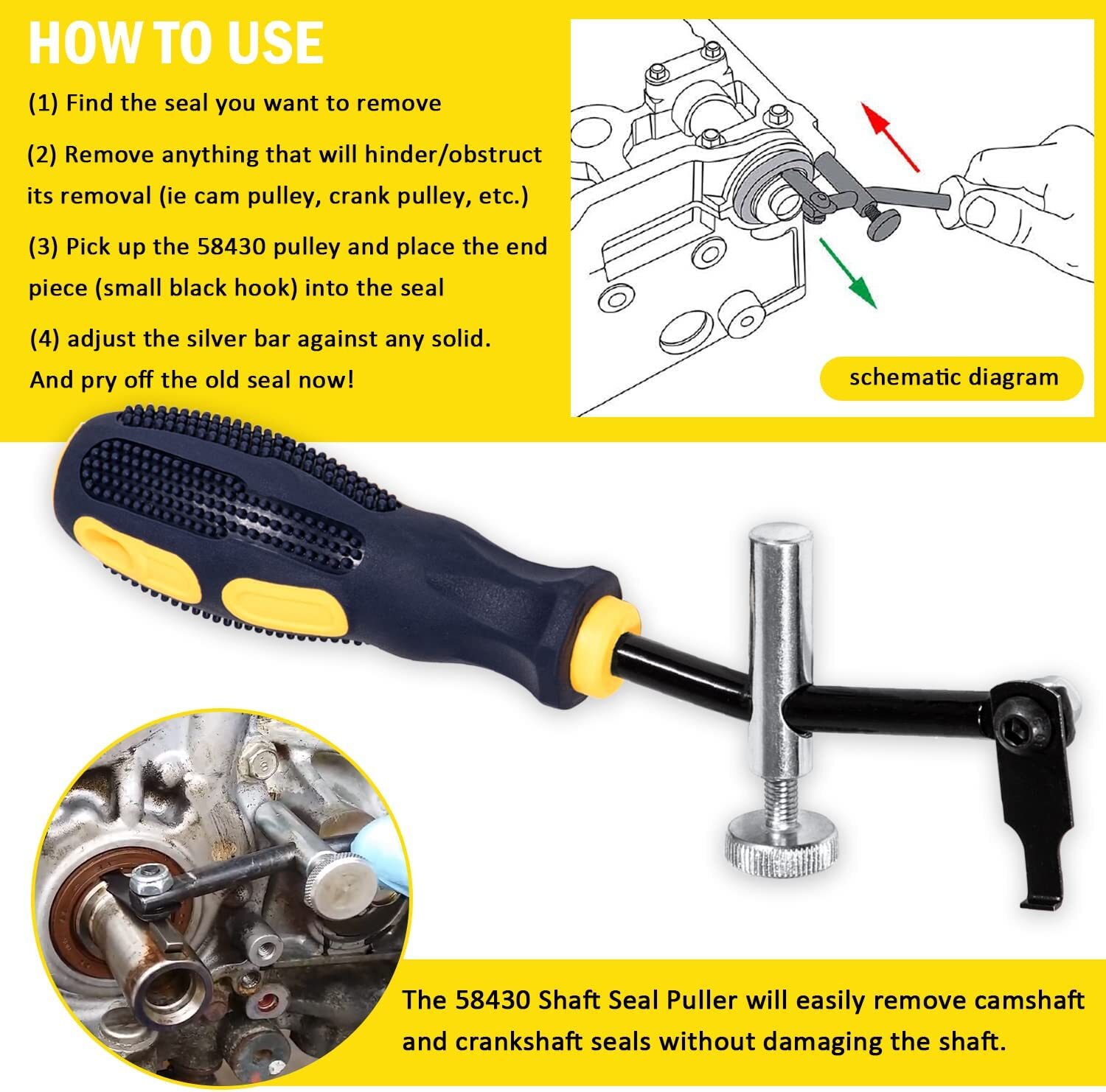 58430 Shaft Type Seal Puller Tool Universal Seal Puller For Auto
