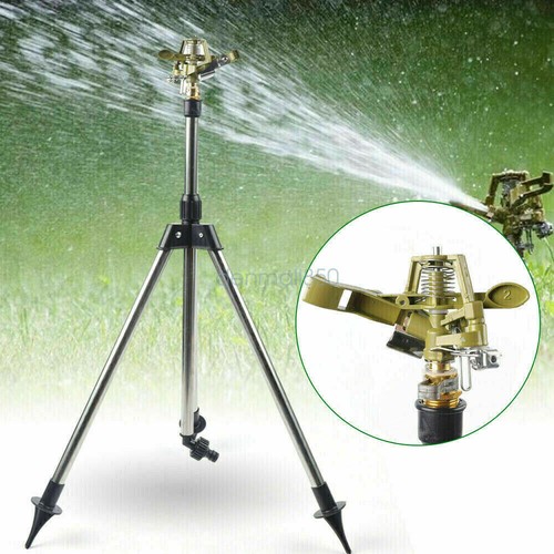 Lawn Tripod Sprinkler Irrigation Equipment Adjustable 360° Spray Watering New