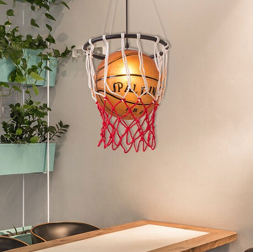 Vintage Basketball Pendant Light Acrylic Ceiling Lamp Retro Chandelier Fixture - Picture 9 of 12