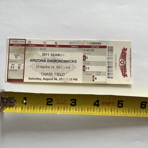 2011 Arizona Diamondbacks v Los Angeles Dodgers Full Ticket WP: Nathan Eovaldi - Picture 6 of 9