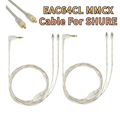 2Pack EAC64CL MMCX Cable For SHURE SE215 SE315 SE425 SE535 SE846 In-Ear Earphone