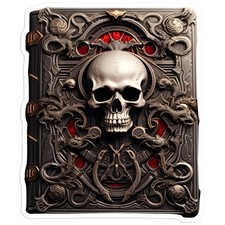 Ornate Gothic Skull Book - Vinyl Decal Sticker - Car Window Laptop - 1974