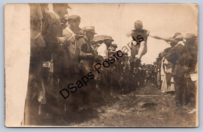 #ad K61 Tecumseh Michigan RPPC Postcard c1910 Track Meet Long Jump 182 $27.60