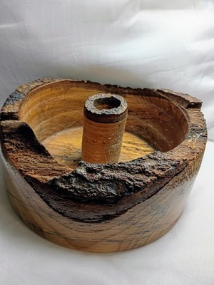 Vintage Natural Homemade Stamped Nut Bowl Made Of Wood