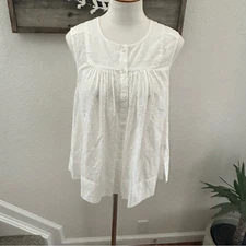 Alex Mill Maura Swiss Dot White Sleeveless Button-Up Tank Top Blouse Size M NWT