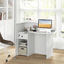 Reception Desk Front Counter Desk with Lockable Drawer and Adjustable Shelf