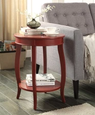 Aberta Red Finish Accent Table: Elegant Side Furniture