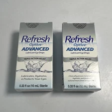 Refresh Optive Advanced Lubricant Eye Drops - 2 Bottles - 10ml. per bottle 01/26