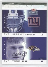 2003 Fleer Genuine Insider Touchdown Tandems Jeremy Shockey Todd Heap #3TD y0i
