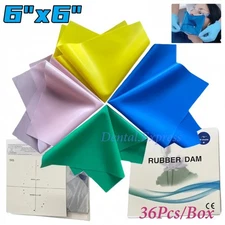 Dental Endodontic Rubber Dam Natural Latex Medium Gauge 6"x6" 36 Sheets
