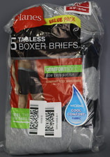 Hanes Men's Boxer Briefs 5pk - Black/Gray Size S: Tagless, Moisture Wicking