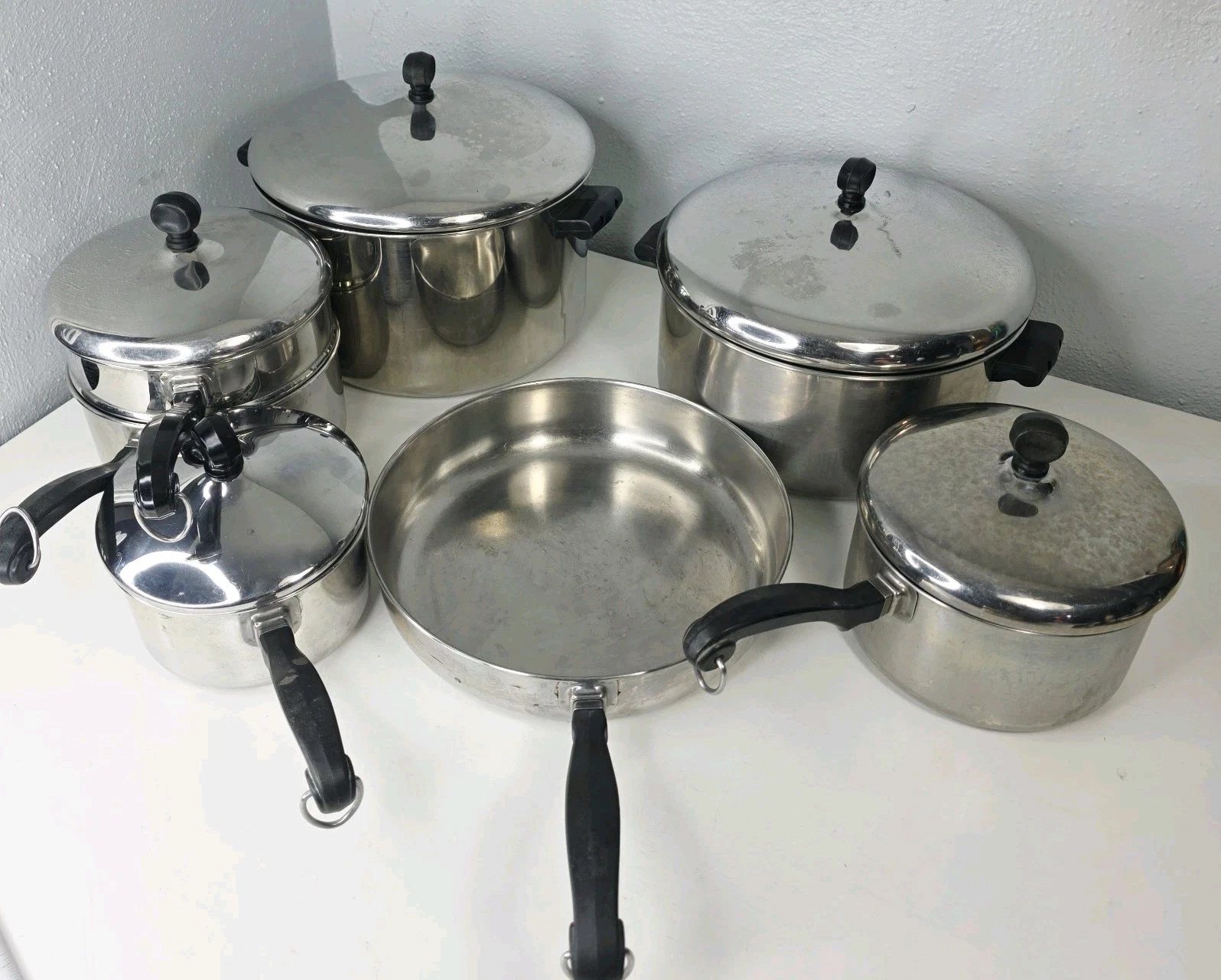Vintage Farberware Aluminum Clad 12 Piece Set-Pots Pans Lids Cookware