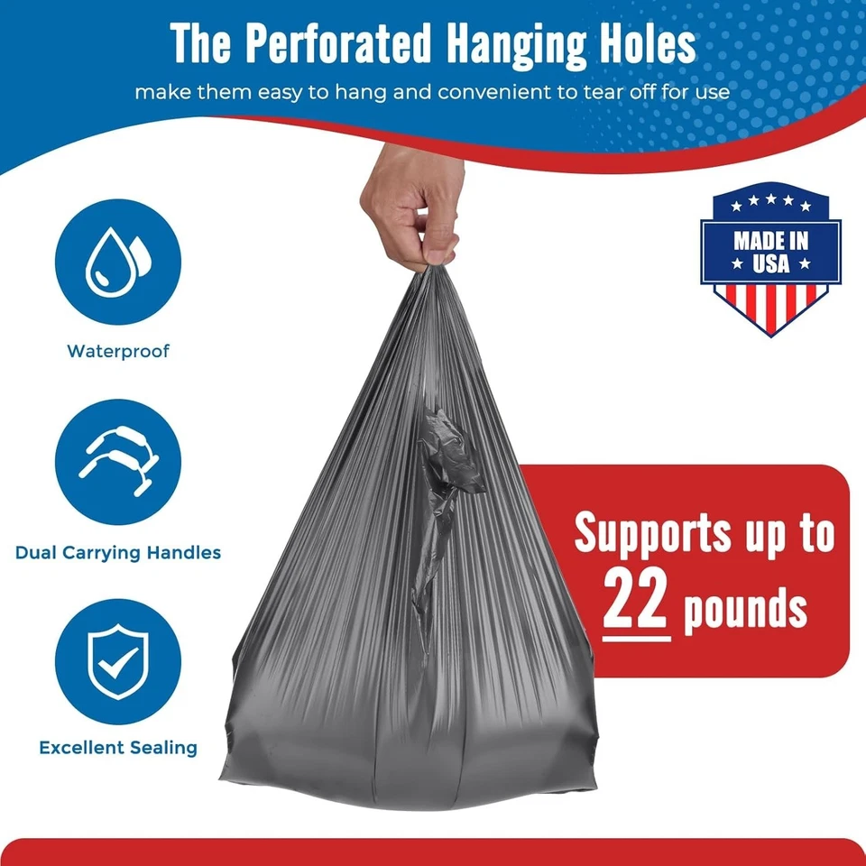 1000 Gray T-Shirt Bags 1/6 12" x 6.5" x 21", Plastic Grocery Shopping Bags - Image 3 of 4