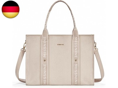 Missnine Tragetasche Canvas-Laptoptasche 15,6 Zoll Handtasche Damen Aktentasche