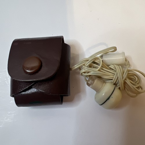 Transistor Radio Earphone Japan  With Leather Case Vintage 1960s ***Untested